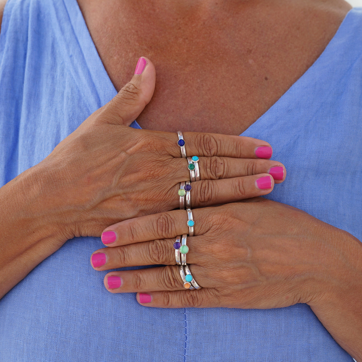 Lapis Lazuli Silver Stacking Ring 5mm