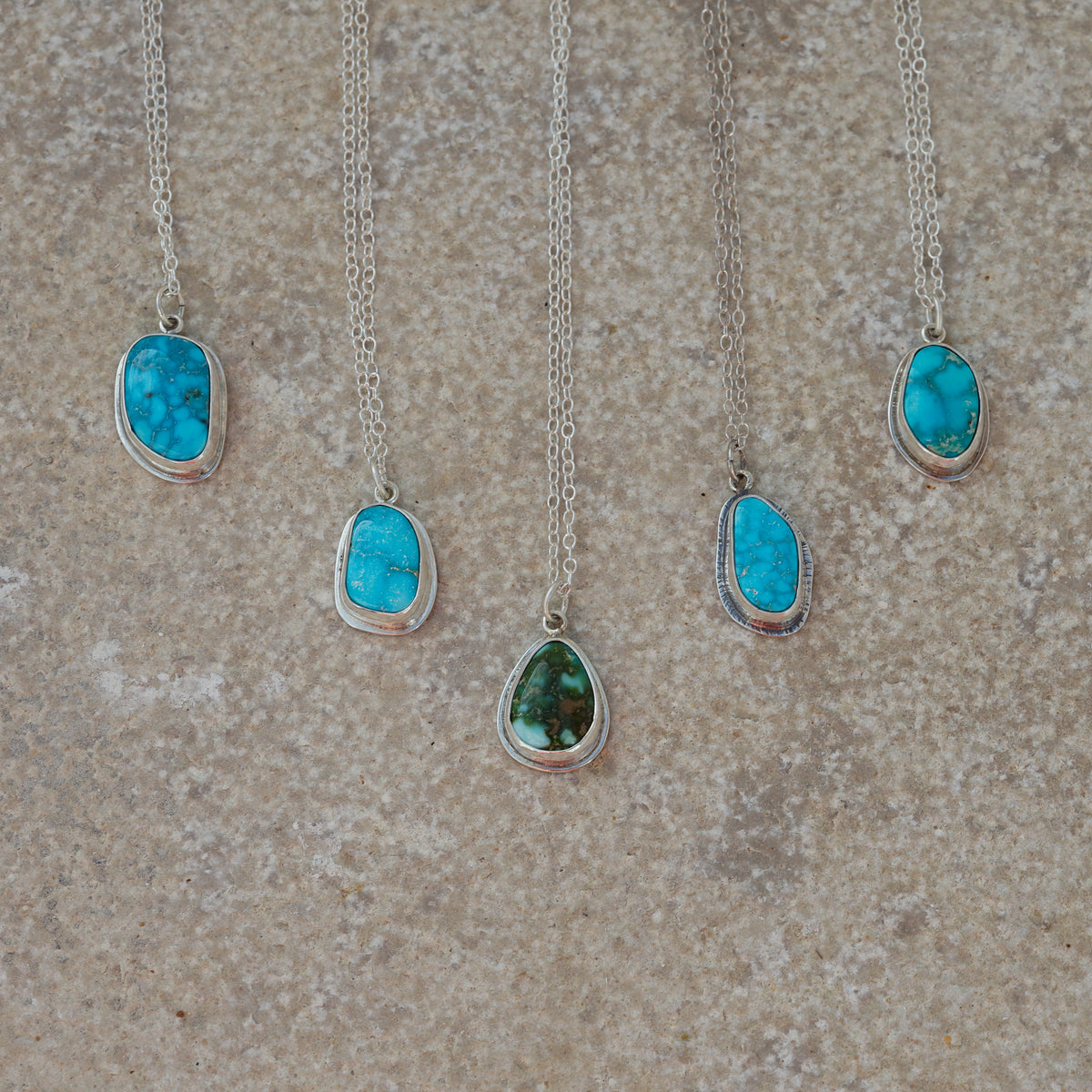 Sonoran Turquoise Teardrop Pendant on 18&quot; Trace Chain