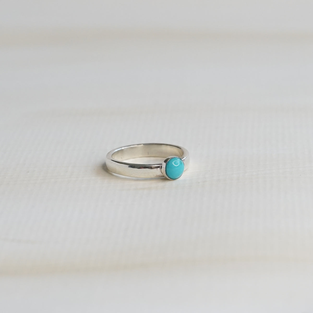 Blue Turquoise Silver Stacking Ring  (5mm)