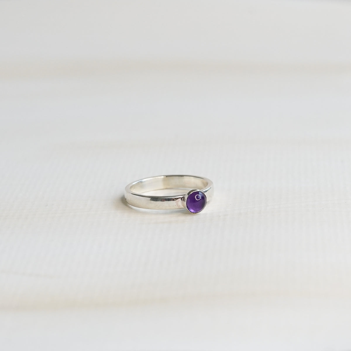 Amethyst Silver Stacking Ring (5mm)