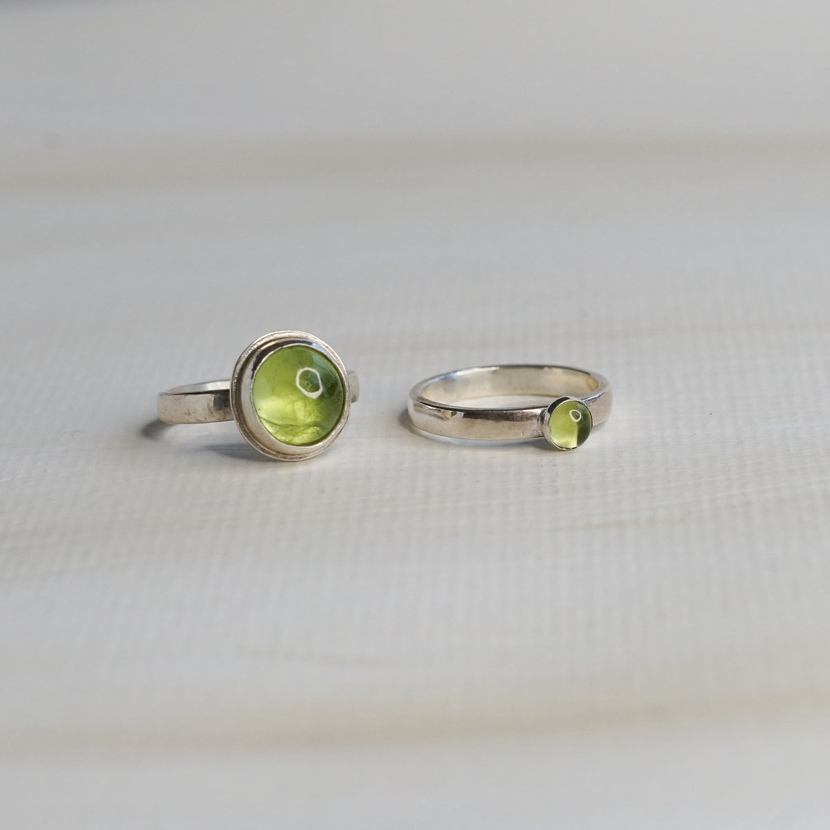 Green Peridot Silver Stacking Ring (5mm)